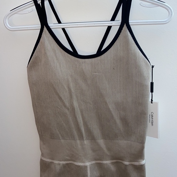Calvin Klein Performance thick rib scoop neck sleeveless strappy unitard, M, NWT - Picture 4 of 11